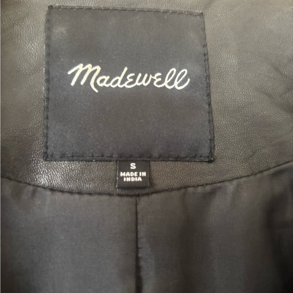 Madewell Black Leather Moto Jacket with Asymmetrical Zipper - Picture 6 of 13
